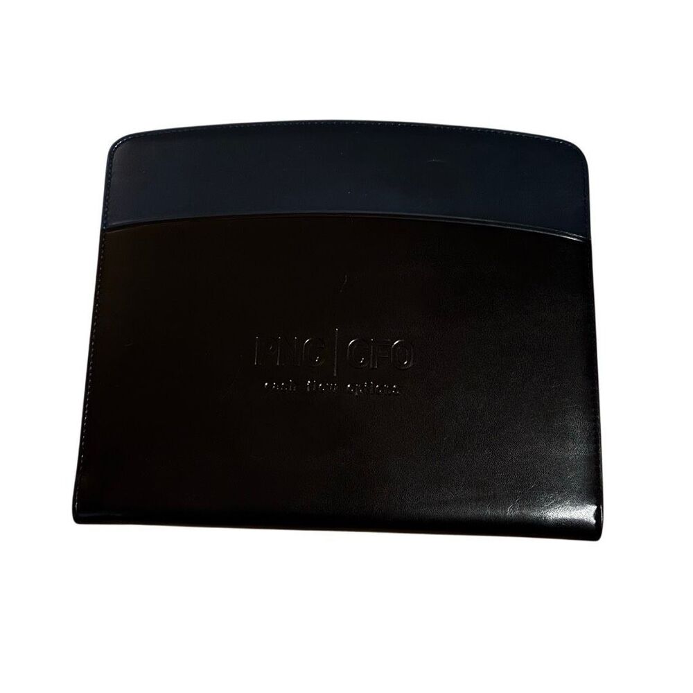Leeds Black Faux Leather Zippered Padfolio Organizer PNC CFO Cash Flow Options